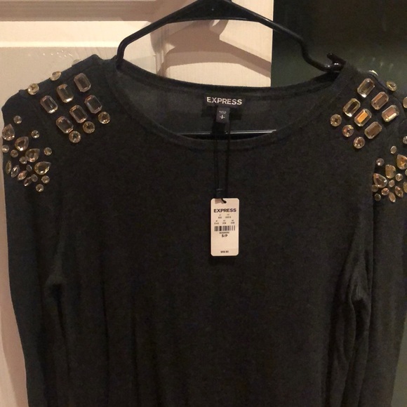 Express fitted sweater w embellished shoulders - Picture 4 of 8